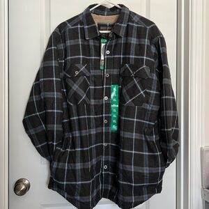 Grizzly Mountain Men’s Flannel Sherpa lined Shirt Jacket